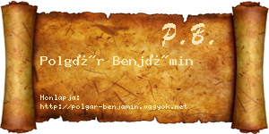 Polgár Benjámin névjegykártya